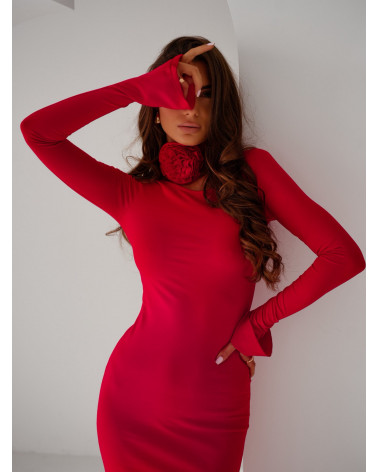 CZERWONA SUKIENKA ROSIE RED Z RÓŻĄ