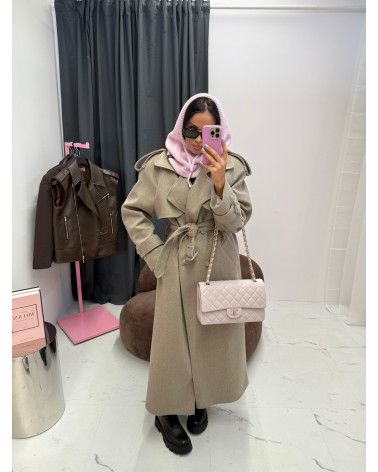 WEŁNIANY PŁASZCZ LA MILLA CIEMNY BEŻ