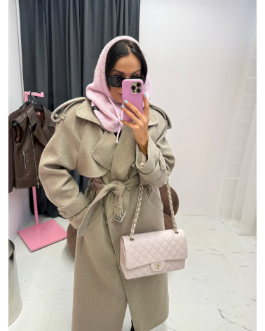 WEŁNIANY PŁASZCZ LA MILLA CIEMNY BEŻ