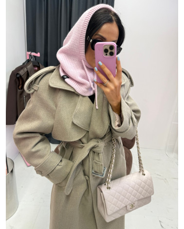 WEŁNIANY PŁASZCZ LA MILLA CIEMNY BEŻ