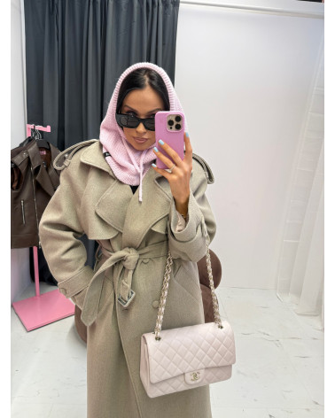 WEŁNIANY PŁASZCZ LA MILLA CIEMNY BEŻ