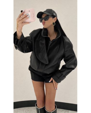 CZARNA RAMONESKA PLECIONA Z EKOSKÓRY LAMILLA