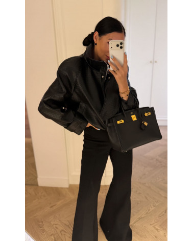 CZARNA KURTKA Z EKOSKÓRY PLECIONA LA MILLA