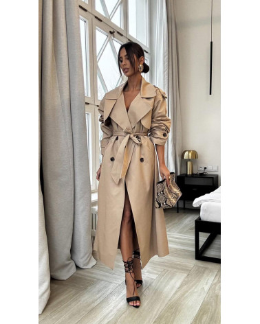 EMO PŁASZCZ/TRENCZ BEŻOWY