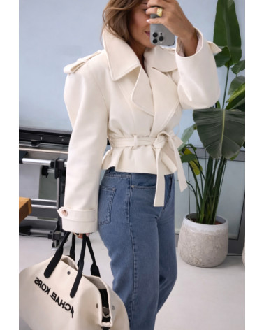 KRÓTKI BEŻOWY TRENCZ EMO