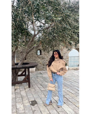 BEŻOWY CAMELOWY TRENCZ BELLUCI