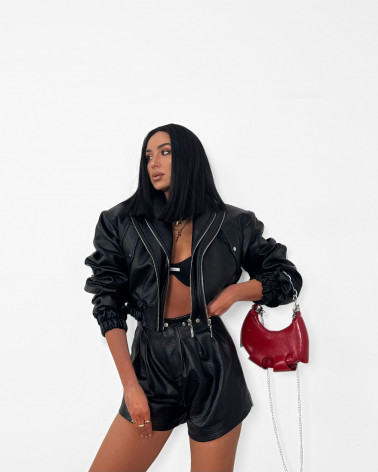 CZARNA KURTKA DWA ZAMKI EKOSKÓRA LA MILLA