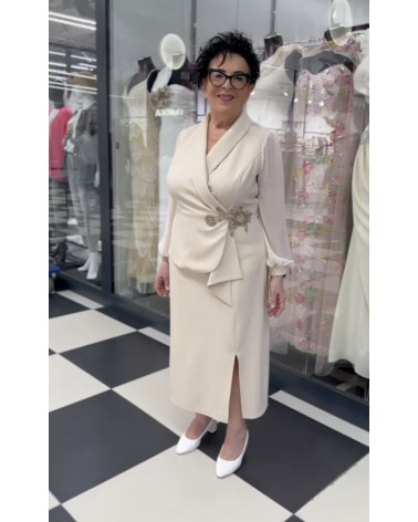 ELEGANCKA SUKIENKA Z OZDOBĄ VINCI BEŻ