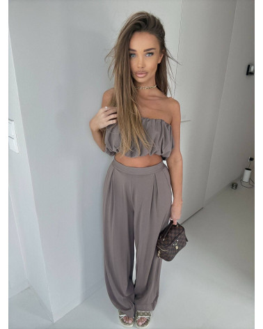 KOMPLET COMO SOHO AGATHA TAUPE TOP+SPODNIE