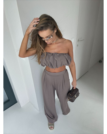 KOMPLET COMO SOHO AGATHA TAUPE TOP+SPODNIE