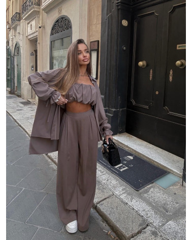 KOSZULA COMO SOHO AGATHA Z WIĄZANIEM TAUPE