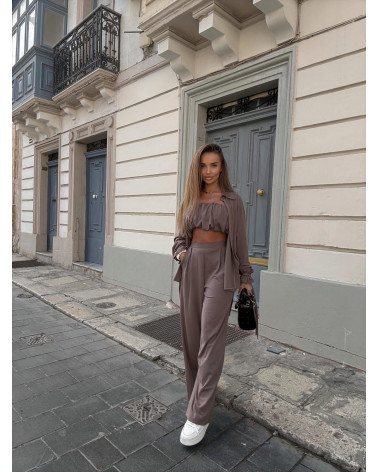 KOSZULA COMO SOHO AGATHA Z WIĄZANIEM TAUPE