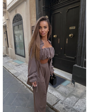 KOSZULA COMO SOHO AGATHA Z WIĄZANIEM TAUPE