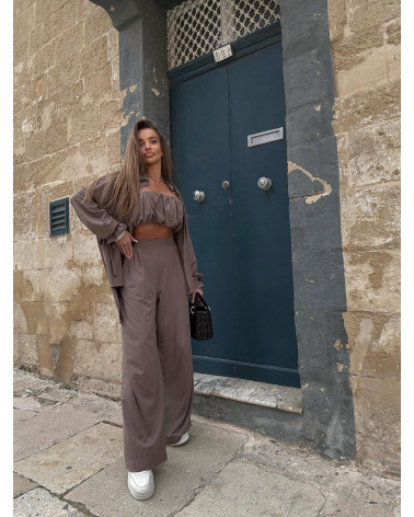 KOSZULA COMO SOHO AGATHA Z WIĄZANIEM TAUPE