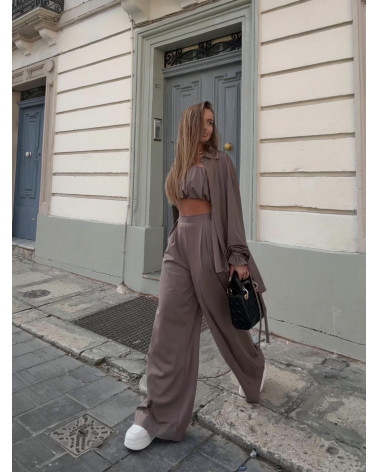 KOSZULA COMO SOHO AGATHA Z WIĄZANIEM TAUPE