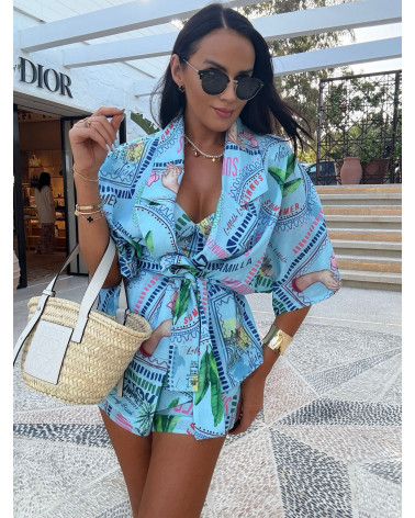 NIEBIESKI KOMPLET DAMSKI LA MILLA KIMONO I SPODENKI