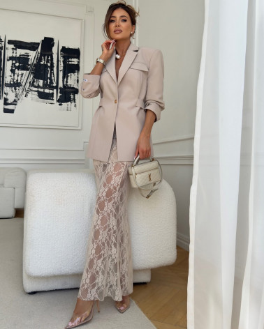 KORONKOWA SPÓDNICA DAMSKA BONNIE BELLUCI BEIGE BEŻ