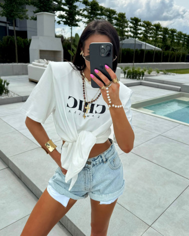 T-SHIRT CHIC Z WIĄZANIEM LA MILLA BIAŁY WHITE