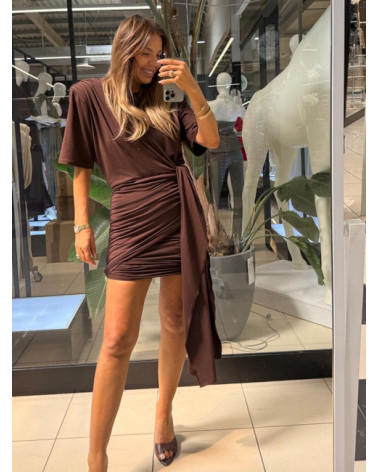 SUKIENKA MIDNIGHT CHIC Z DRAPOWANIEM EMO CZEKOLADA BROWN