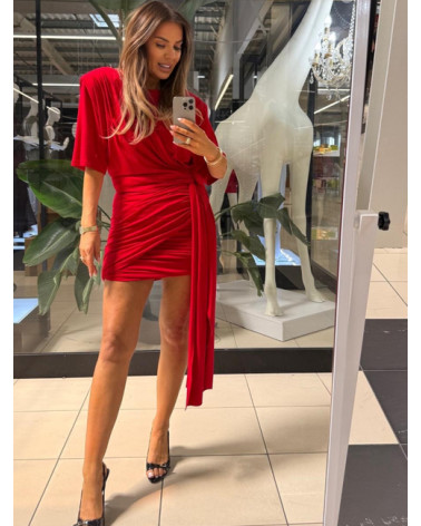 SUKIENKA MIDNIGHT CHIC Z DRAPOWANIEM EMO RED CZERWIEŃ